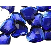 Allstarco 20mm Blue Sapphire CH09 Flat Back Sew On Heart Rhinestones Beads for Crafts Plastic Acrylic Gems with Holes for Sewing, Clothing Embelishments, Costume Cosplays - 25 Pieces