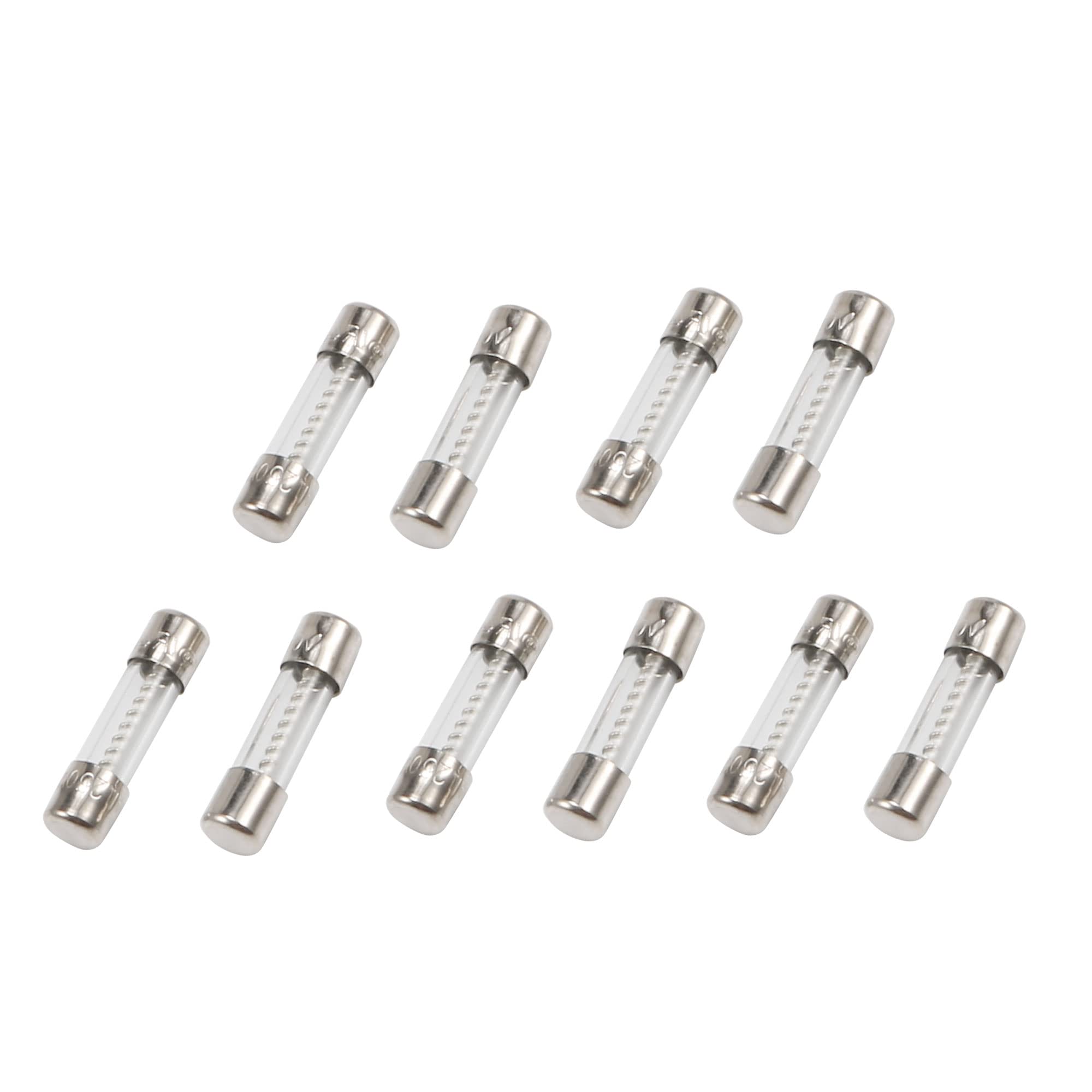 sourcingmap 10 Pcs 250V 10Amp Slow Blow Time Delay Glass Fuses Tubes 5mm x 20mm