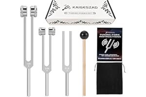 Tuning Forks Set(128Hz,256Hz,512Hz) Weighted & Unweighted Tuning Fork for Healing Chakra/Sound Therapy/Yoga and Meditation Fr