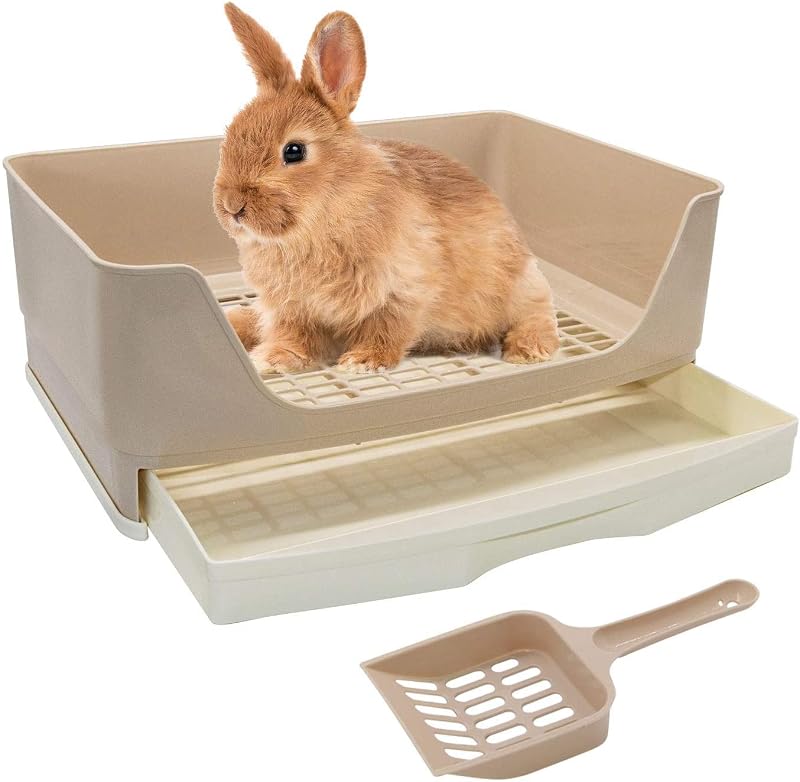 HYLYUN Large Rabbit Litter Tray Box Toilet with Drawer, 40x29x16 cm