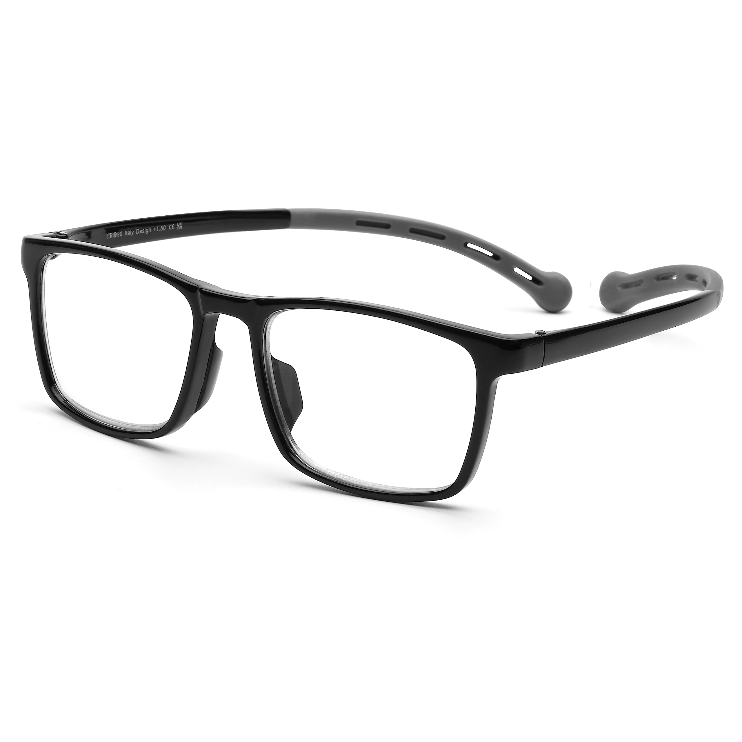 DOOViC Blue Light Blocking Reading Glasses 2.0 Neck Hanging Black Square Frame Computer Readers for Men/Women