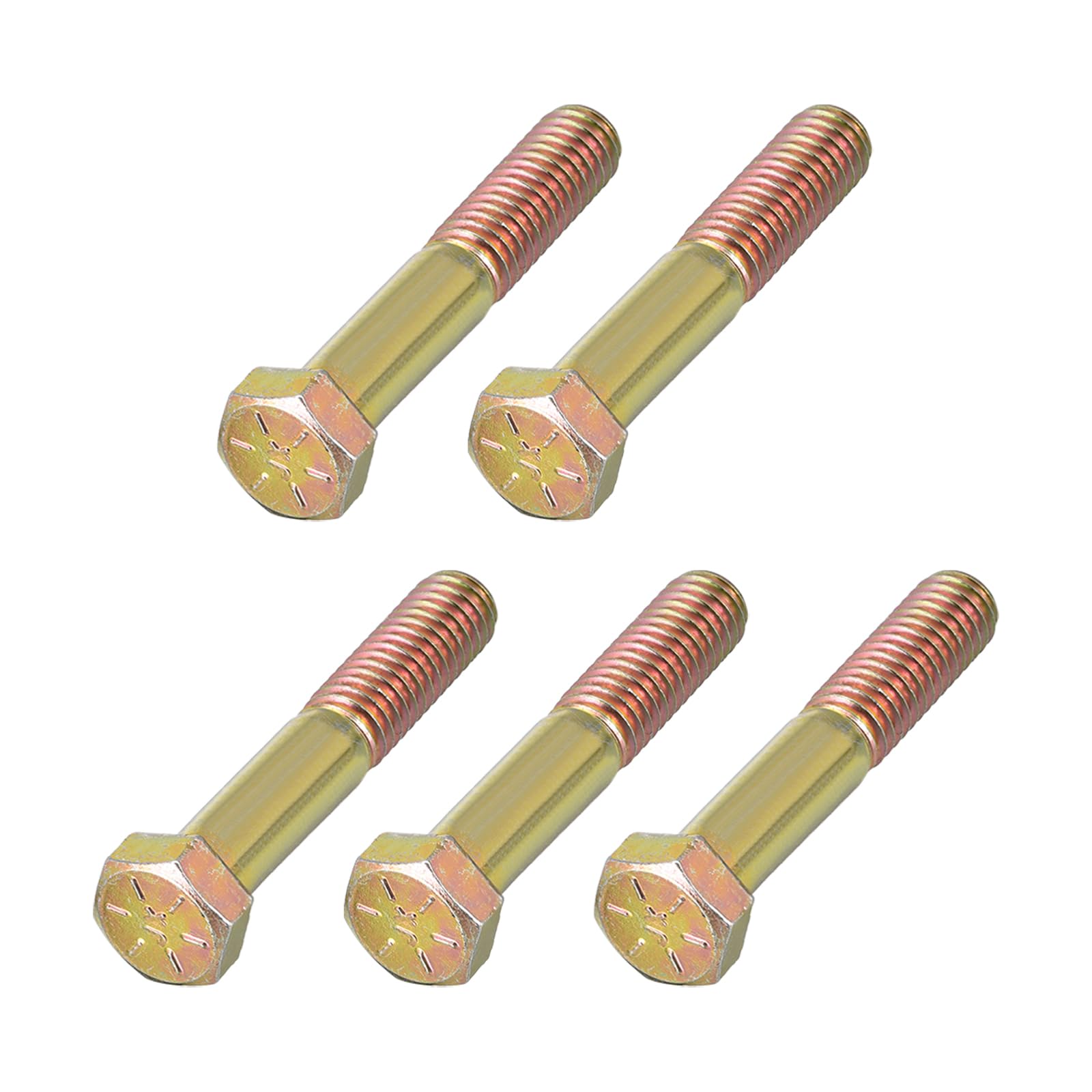 METALLIXITY Hex Bolts (3/8-24x2-1/2") 5Pcs, Carbon Steel Zinc Plated Partial Threaded, UNF Fine Thread Hex Head Screw Bolt - for Furniture Repair, Yellow — image 1