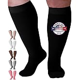 Mojo Compression Socks for Women and Men 20-30mmHg Wide Calf - XXL Knee High Compression Stockings for Swelling, Edema, Bariatric Surgery Recovery - Black, 2X-Large - AB201