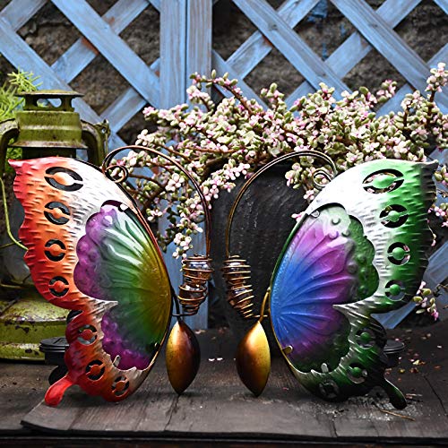 MYHZH Solarleuchten Schmetterling, Garten Ornament, Eisen und Glassdecorative Straßenlaterne, 3 Stück Garten Beleuchtung… – Bild 7
