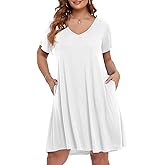 BELAROI Women Casual Summer Dresses Loose Tshirt Beach Sundress V Neck Plus Size Swing Tunic Pockets