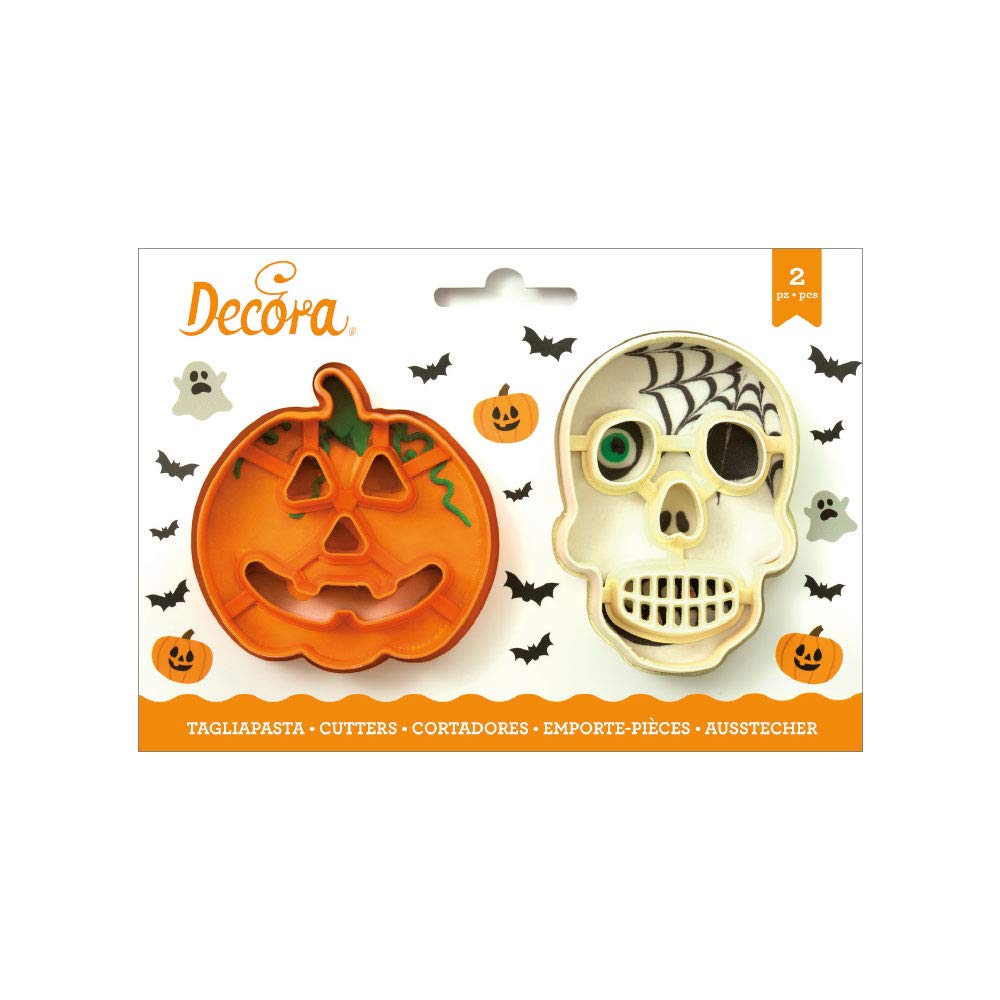 DECORA 0255067 Skull and Pumpkin Plastic Cookie Cutters Plastica, 2 Count (Pack of 1)