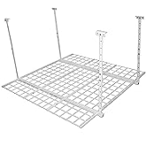 HyLoft Overhead adjustable Garage Storage Rack,Heavy Duty Steel Garage Storage System, 45-Inch x 45-Inch, White