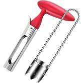 Fruit and Vegetable Corer Pepper Seed Apple Remover Bell Pepper Tomato Corer Tool Stainless Steel Kitchen Gadget (Pepper corer + Apple corer)