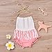 Baby Girls Halter Backless Splice Tassels Pompom Romper Sunsuit Clothes (100(18-24M), White&Pink)
