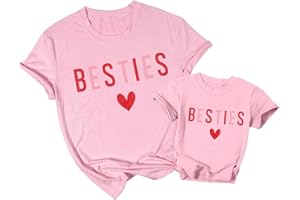 ASTANFY Mommy and Me Matching Outfits Valentines Day Shirts Women Besties Love Heart Tshirt Valentines Day Baby Girl Outfit
