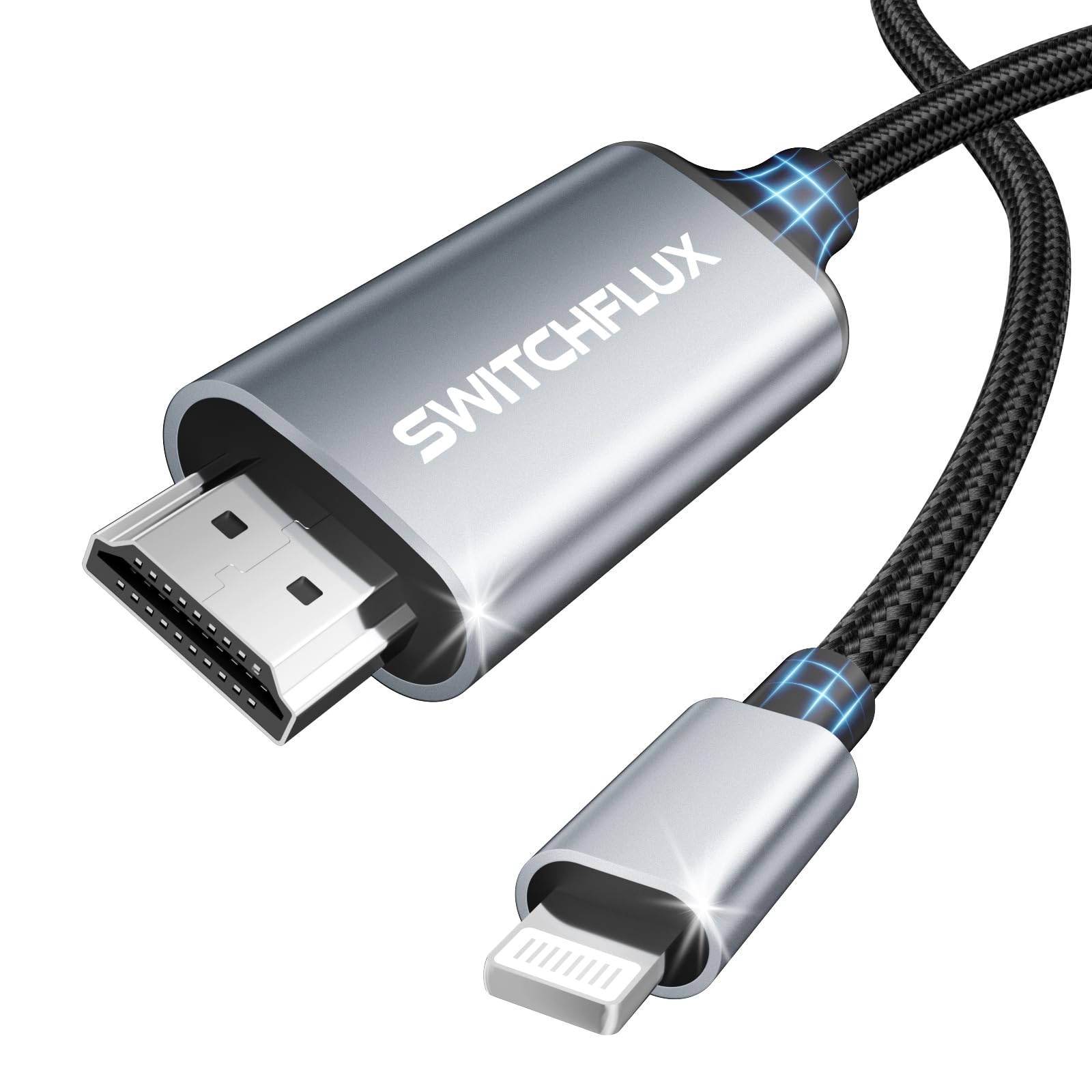 Photo 1 of SWITCHFLUX Lightning to HDMI Cable for iPhone to TV, 1080P@60Hz Plug & Play HD Digital AV Adapter,Compatible with iPhone 14/13/12/11, iPad/Pro for Screen Mirroring Streaming Videos/Games/Movies - 10FT