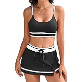 RIHOAS Women's Bikini with Swim Skirt -2026 Tummy Control Two Piece Bathing Suit High Waisted Push Up Swimwear for Beach Pool