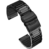 Boache Stainless Steel Watch Band Quick Release Matte Metal Replacement Strap with Double-Lock Deployment Clasp Polished Watch Bracelet 18mm 20mm 22mm 24mm Universal Replacement Band for Men Women