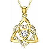 NFYBD 14K Real Gold Celtic Knot Pendant Necklace for Women Solid Yellow Gold Good Luck Trinity Knot Necklace Dainty Irish Necklace Jewelry for Her Mom Wife 16+1+1 Inch
