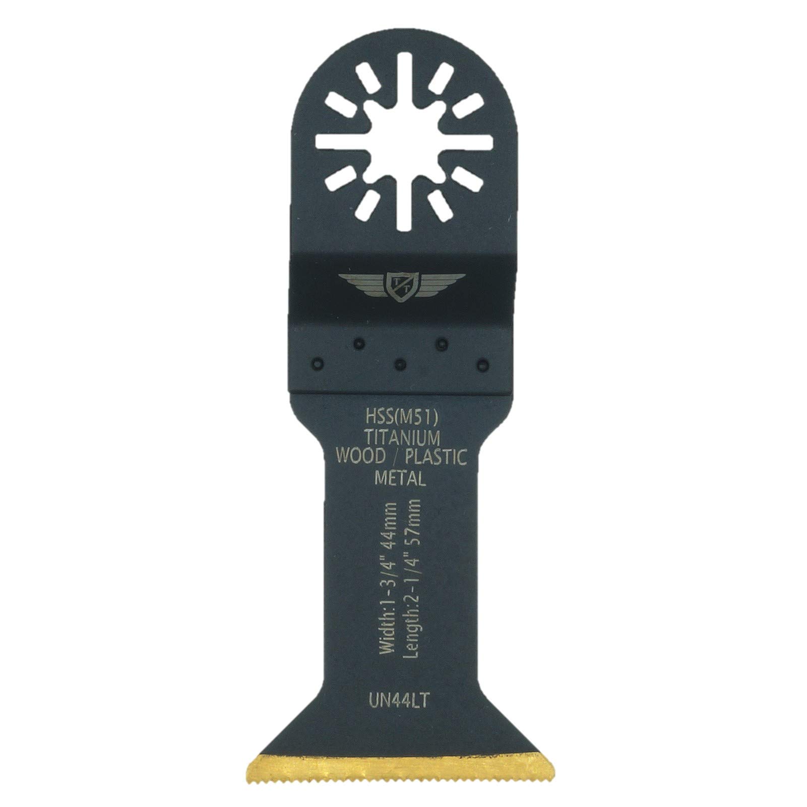 1 x TopsTools UN44LT_1 44mm Long Life Titanium Coated Blades Compatible with Bosch Fein (Non-StarLock) Makita Milwaukee Einhell Ergotools Hitachi Parkside Ryobi Worx Workzone Multitool Accessories