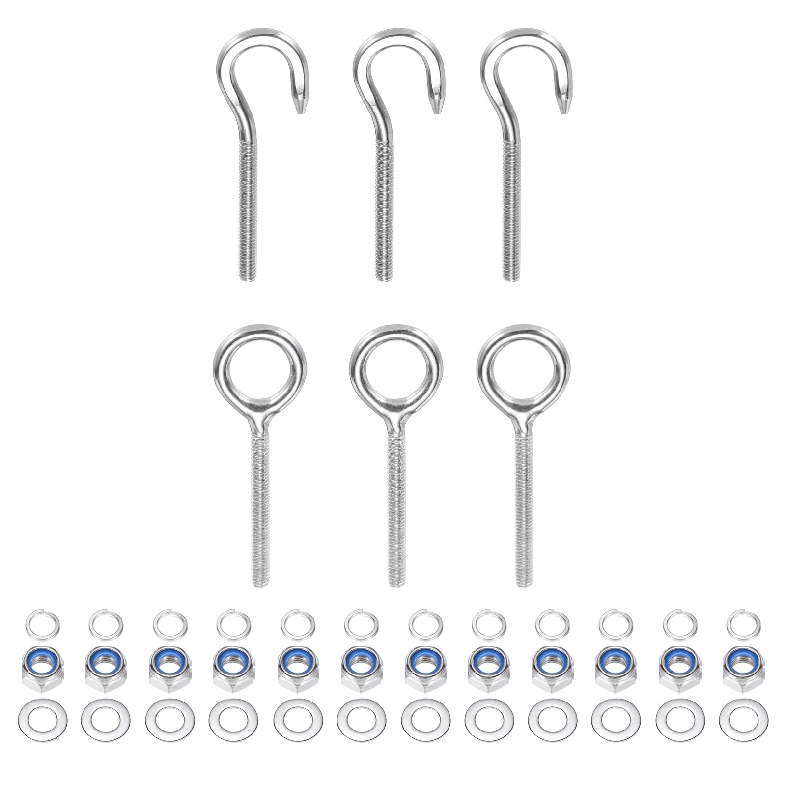 PATIKIL M5 Ring Eye Bolts, 3Pcs 304 Stainless Steel Lifting Ring Threaded Eye bolt with Nuts Washers for Hanging Hammocks Articles