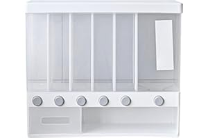 Cereal Dispenser Countertop 10L 6 Grid Clear Rice Dispenser with Movable Partition Free Standing Wall Mount Storage for Sugar