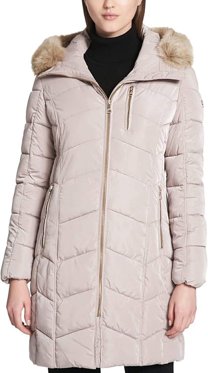 calvin klein faux fur puffer jacket