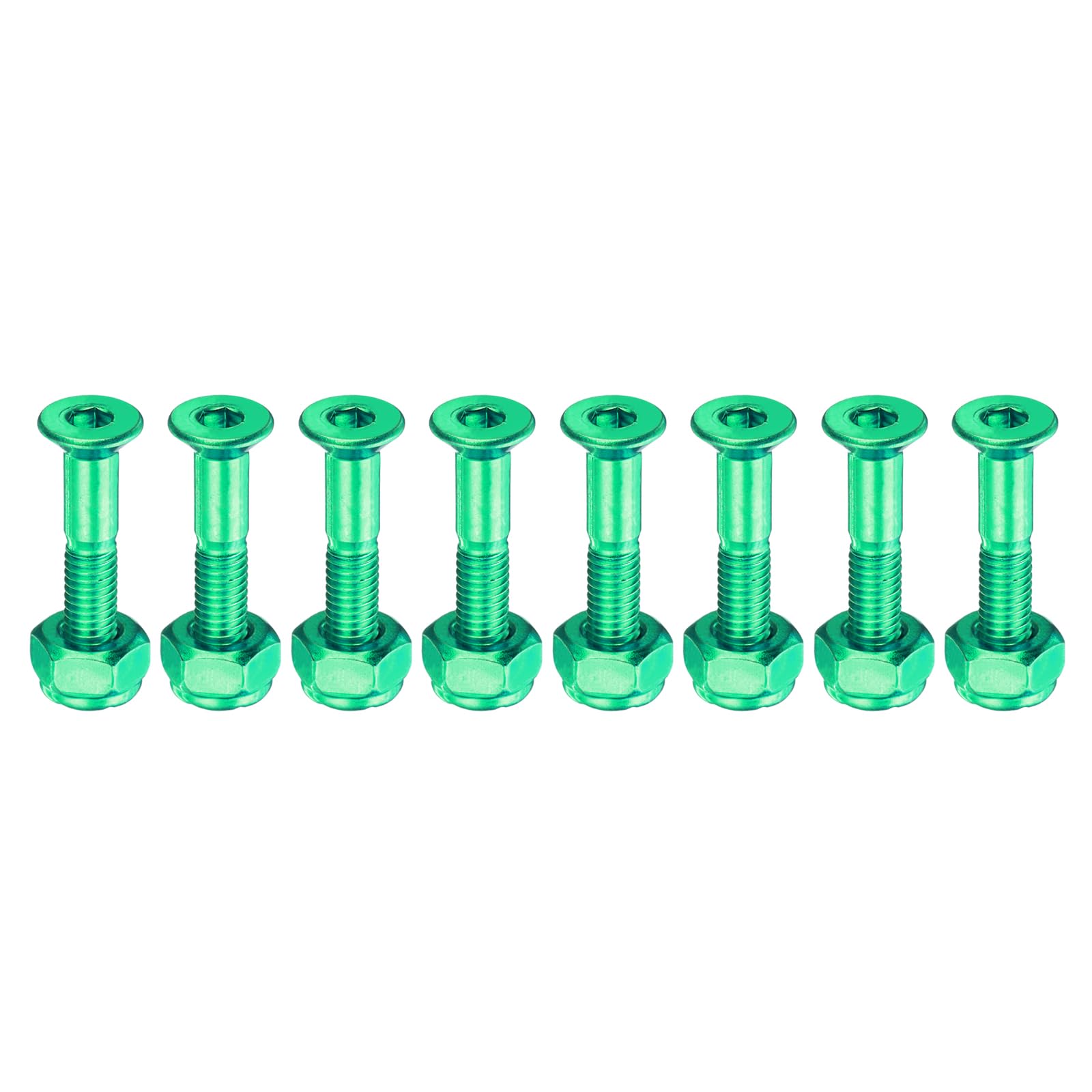 PATIKIL 1" Skateboard Hardware Bolt, 8 Set Carbon Steel Truck Mounting Screws Bolts Nuts Set for Skateboard Cruiser, Green