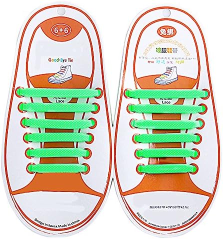 Talent Fashion Kids/Adults Multicolor Tieless Elastic Silicone No Tie Shoelaces Waterproof Rubber Flat Running Shoe Laces for Sneakers Board Shoes Casual Shoes and Boots Kid Green