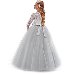Flower Girl Long Princess Dress Vintage Lace Maxi