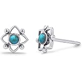 Boma Jewelry Sterling Silver Flower Shaped Dot Stud Earring