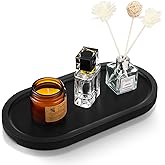 Bamboo Vanity Tray 11.4x6.1 inches, Decorative Vanity Tray for Bathroom Countertop Toilet Tank Farmhouse, Black