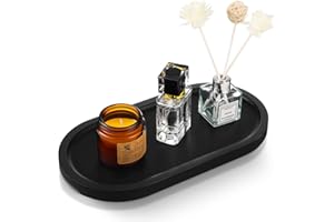 HIITYTIN Bamboo Vanity Tray 11.4x6.1 inches, Decorative Vanity Tray for Bathroom Countertop Toilet Tank Farmhouse, Black