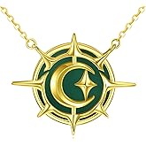 TIGER RIDER Sun and Moon Necklace Sterling Silver Emerald Goid Pendant Sun and Moon Jewelry Gifts for Women Birthday