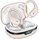 HAOYUYAN Wireless Earbuds, Sports Bluetooth Headphones, 80Hrs Playtime Ear Buds with LED Power Display, Noise Canceling Headset, IPX7 Waterproof Earphones for Workout/Running (Camel)