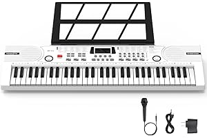 BFGXUOO 61 keys keyboard piano, Electronic Digital Piano with Built-In Speaker Microphone, Sheet Stand and Power Supply, Portable piano Keyboard Gift Teaching for Beginners