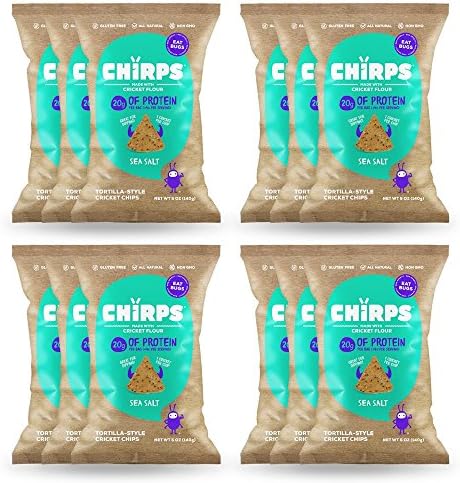 Chirps Cricket Protein Chips, Gluten-free, High Protein - 5 Oz (Case of 12) (Sea Salt) - As Seen On Shark Tank