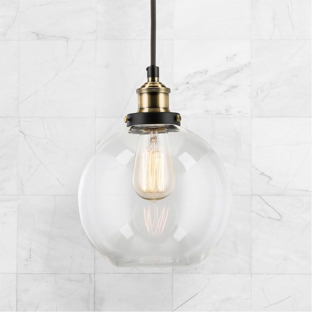 Frideko 2 Pack Pendant Light, Vintage Glass Pendant Light - Image 5