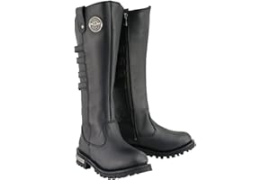 Milwaukee Leather MBL9345 Women's Black 15-inch High Rise Leather Riding Boots with Four Calf Buckles