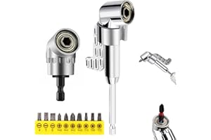 MOONLIK 105 Degree Right Angle Drill Adapter, 2025 Upgrade Right Angle Drill Attachment with Multi-function Bend Screwdriver Bit, 1/4" Hex Shank Corner Tool Screw Hub for Household Work (Long+Short)