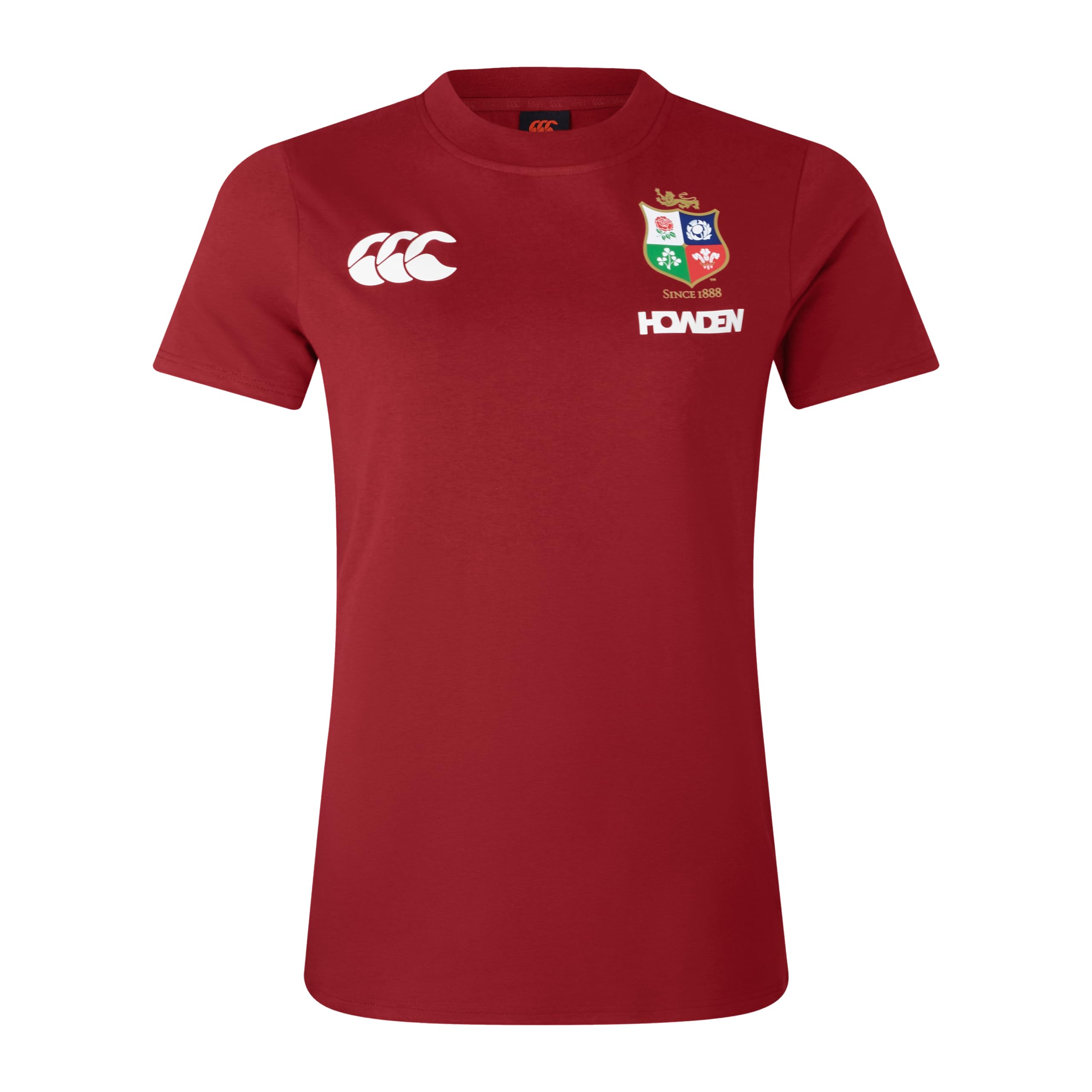 Canterbury Women's Official British & Irish Lions Cotton Rugby Jersey Tee | Organic Cotton T-Shirt, Red Dahlia, 10