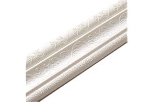 Cozylkx 90"x 3" Self Adhesive Flexible Foam Molding Trim, 3D Sticky Decorative Wall Lines Wallpaper Border for Home, Office, Hotel DIY Decoration, White