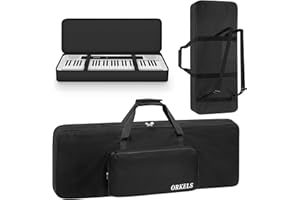 ORKELS Piano Keyboard Case, 10mm Pearl Cotton Full Padded Electric Piano Keyboard Gig Bag, with Handles, Adjustable Shoulder Straps, and Large Accessory Pocket (FOR-61-KEY KEYBOARD PIANO)