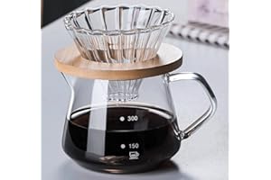 COFISUKI Pour Over Coffee Maker - 10 OZ /300ML Glass Carafe Coffee Server with Glass Coffee Dripper/Filter, Drip Coffee Maker Set for Home or Office, 1-2 Cups