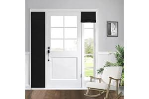 WdFour Side Door Curtains for Door Window, Room Darkening Solid Color Door Window Covering for Glass Door, Front Door Sidelight Curtain Tie up Shade 12W x 80L Inches, 1 Panel, Black.