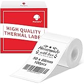 Phomemo Labels for M110 M120 M221 M200 M220 M150 M250 M260 M108 M100 Label Printer, Thermal Paper for Small Business, Barcode, Address, Clothing, Black on White 1.97"x3.15"(50x80mm) 100Label/Roll