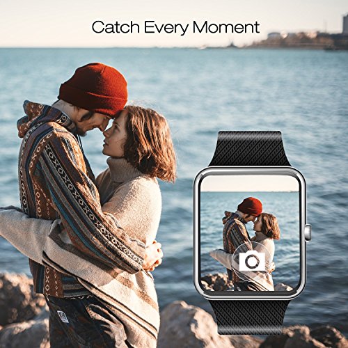 Smartwatch, Collasaro Sweatproof Smart Watch Phone with Camera and SIM Card Slot for IOS iPhone, Android Samsung HTC Sony LG Smartphones