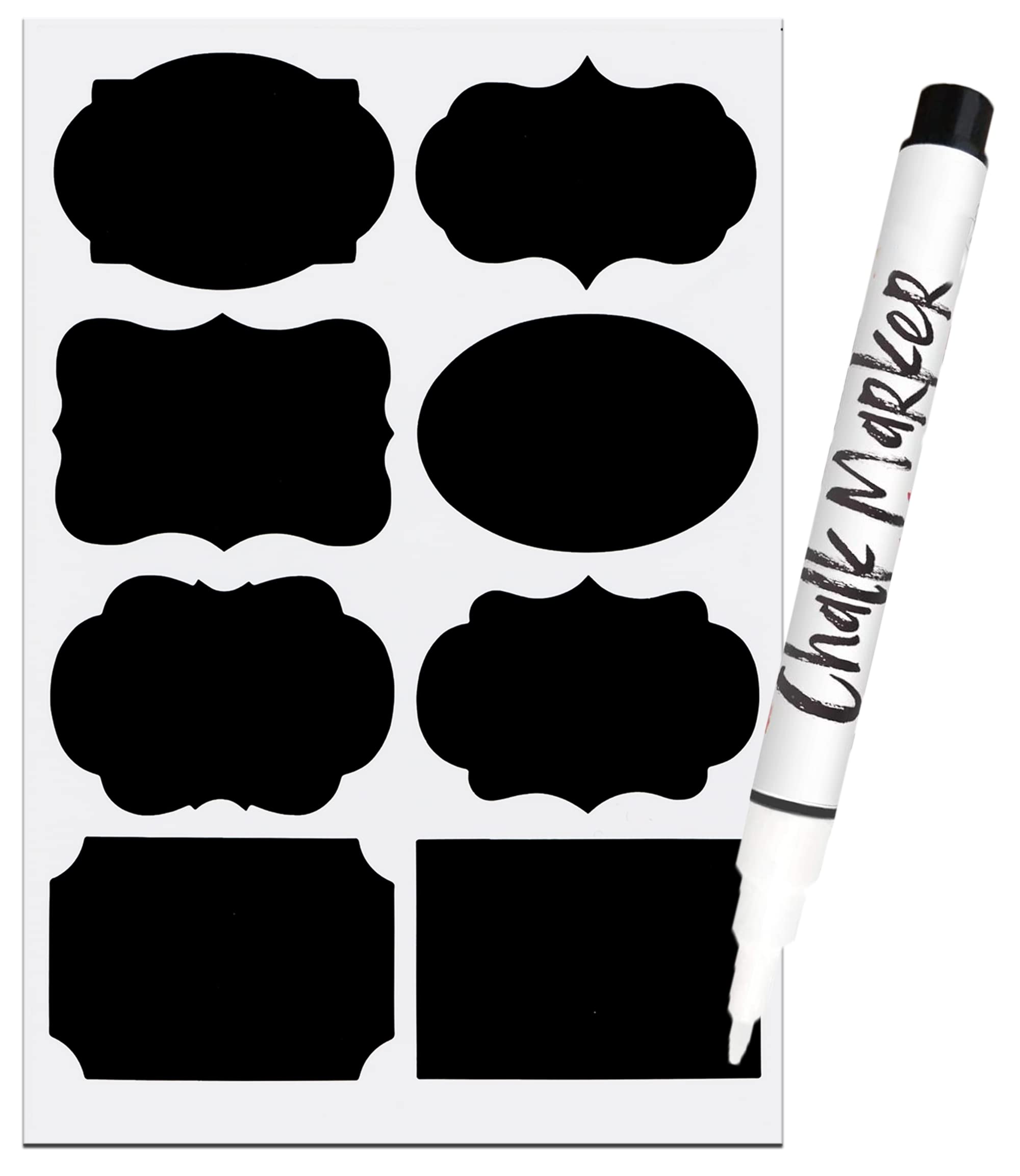 Armiz Labels for Jars 64 PCS - Waterproof Reusable Chalkboard Stickers (5 X 3.5 cm) Easy Peel Off Leaving No Messy Residue with Erasable Chalk Marker