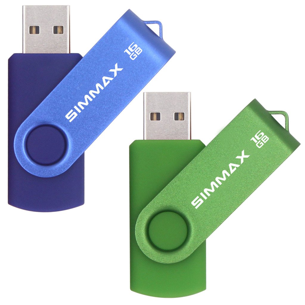 SIMMAX USB Flash Drives 2 Pack 16GB Memory Stick Swivel