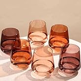Venus Colored Stemless Wine Glasses Set of 6-17 oz Hand-Blown Crystal Colorful Glassware with no Stem, Multicolor Wine Glass for Wedding, Birthday, Housewarming Valentines's Day Gifts for Women