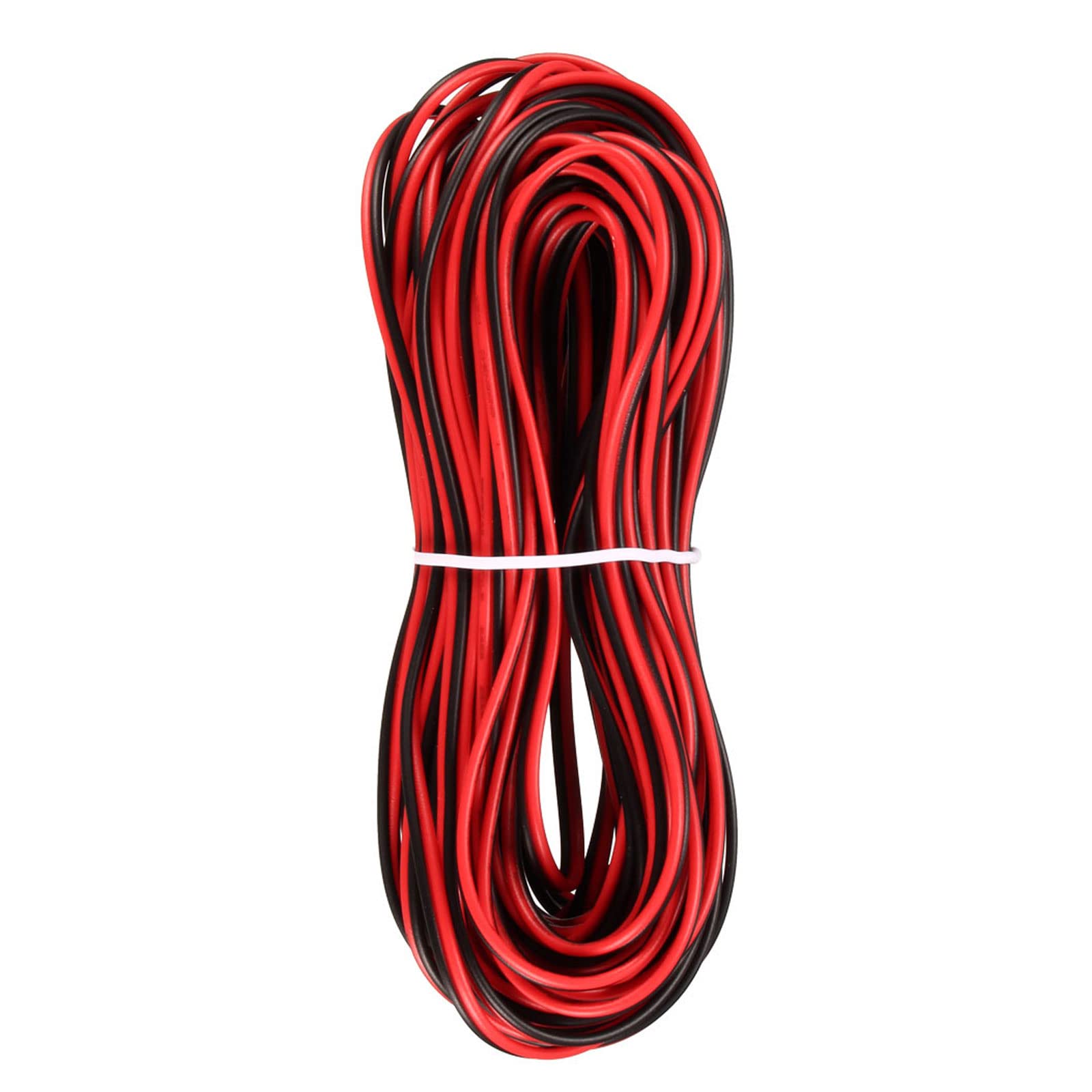 Rebower Red Black Wire 2 Conductor Bonded Zip Cord Cable Plated Copper PVC [for LED Strip Light] - 28 AWG / 49.2Ft