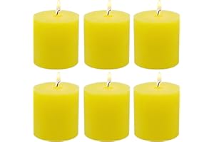 BEILISEN 6 Pack Lemon-Scented Votive Candles, 2×2 Inch Yellow Candles, Long-Lasting Clean Burning Pillar Candles for Home, Spa, Wedding, Party, and Relaxation
