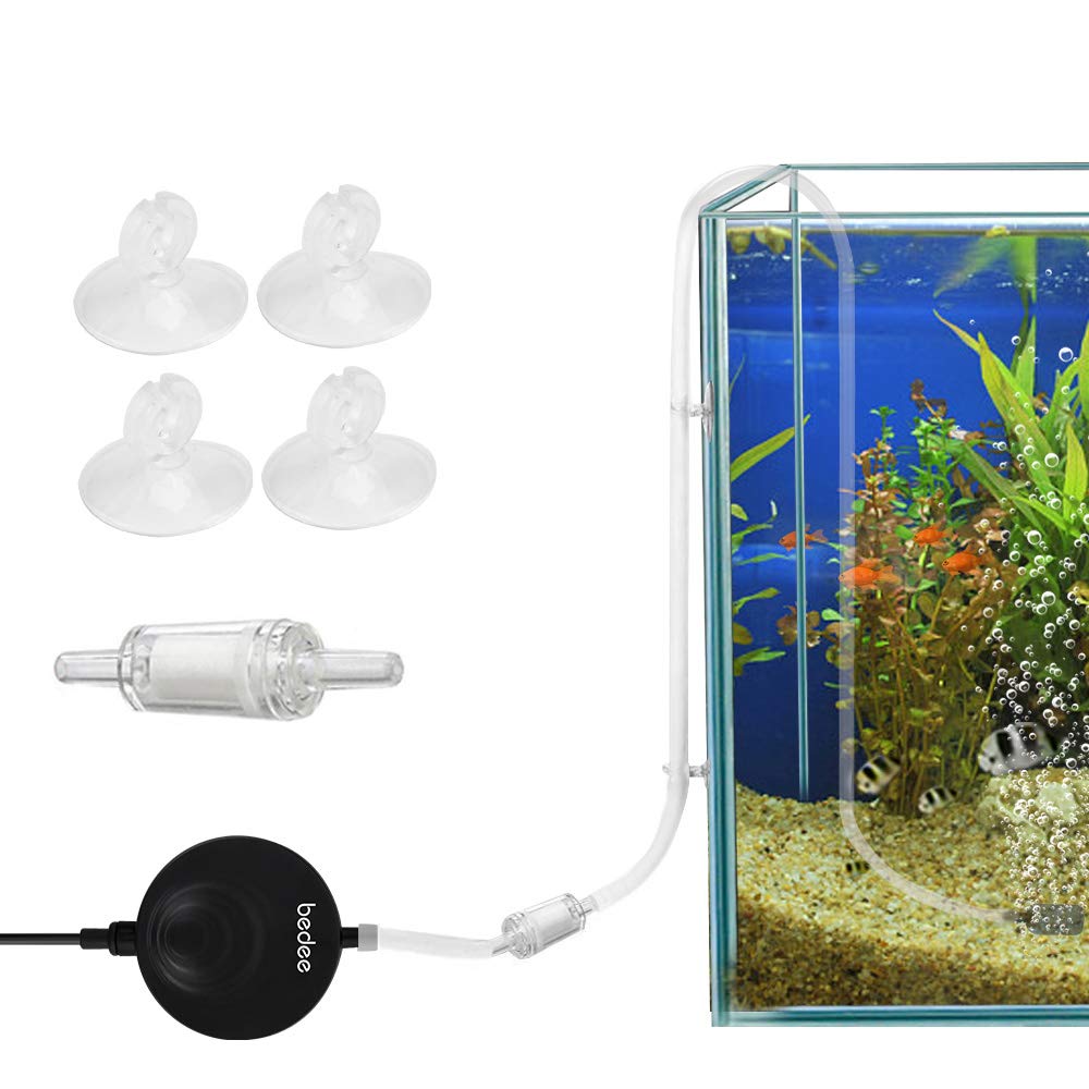 bedee Aquarium Luftpumpe Pumpe Sauerstoffpumpe Mini Oxygen Luftpumpe Aquarium Super Leise Sauerstoff für Aquarium mit Rückschlagventil Schwarz Luftpumpenzubehör Super Leise Luftpumpen