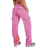 Waitfairy Cargo Sweatpants for Women - Straight Leg Fleece Lined Joggers Women Barrel Sweat Pants for Girls Y2k Clothes