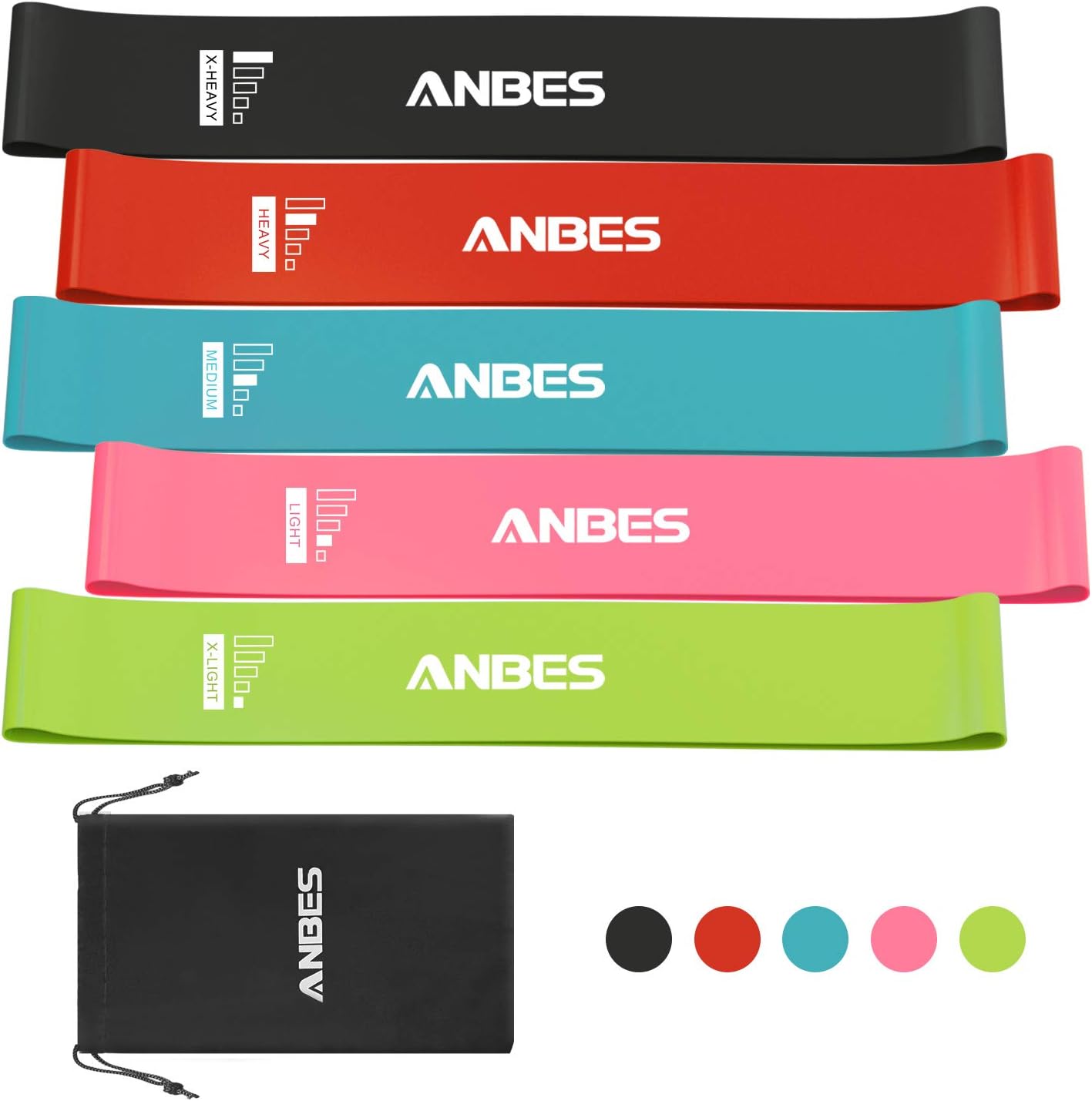 ANBES Resistance Loop Bands, Resistance Exercise Bands for Home Fitness, Yoga, Stretching, Strength Training, Physical Therapy, Natural Latex Pilates Flexbands, Workout Bands
